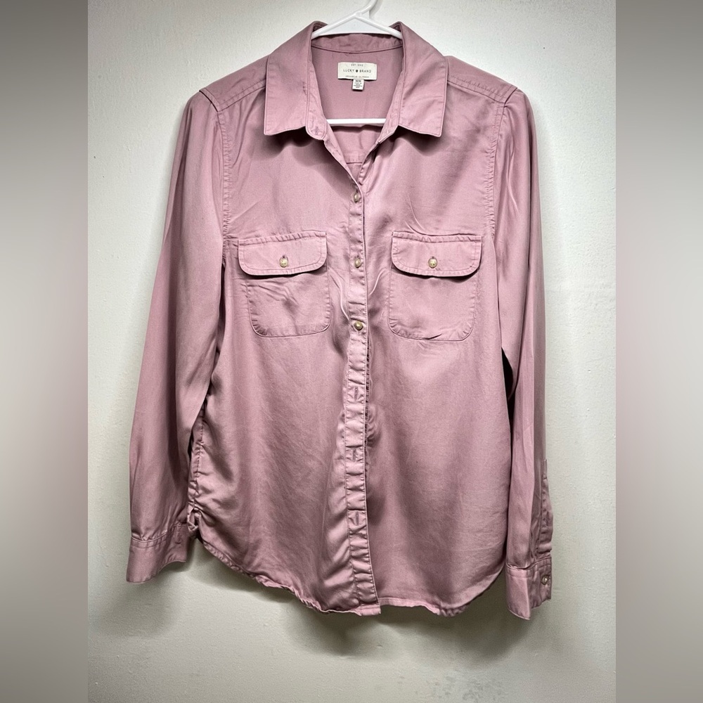 Lucky Brand Pink and Orange Relaxed Fit Shirt
